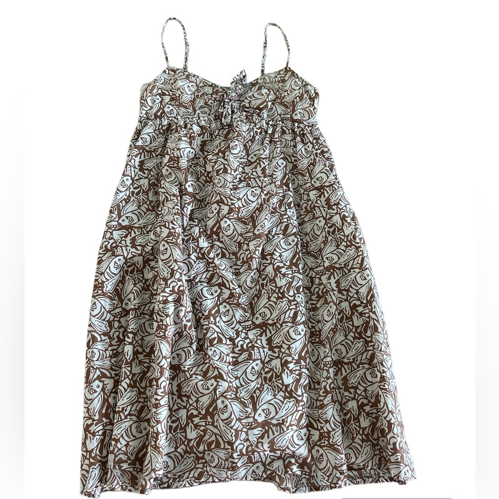 Vineyard Vine Fish Print Dress Size 4 Babydoll Summer Spaghetti Strap